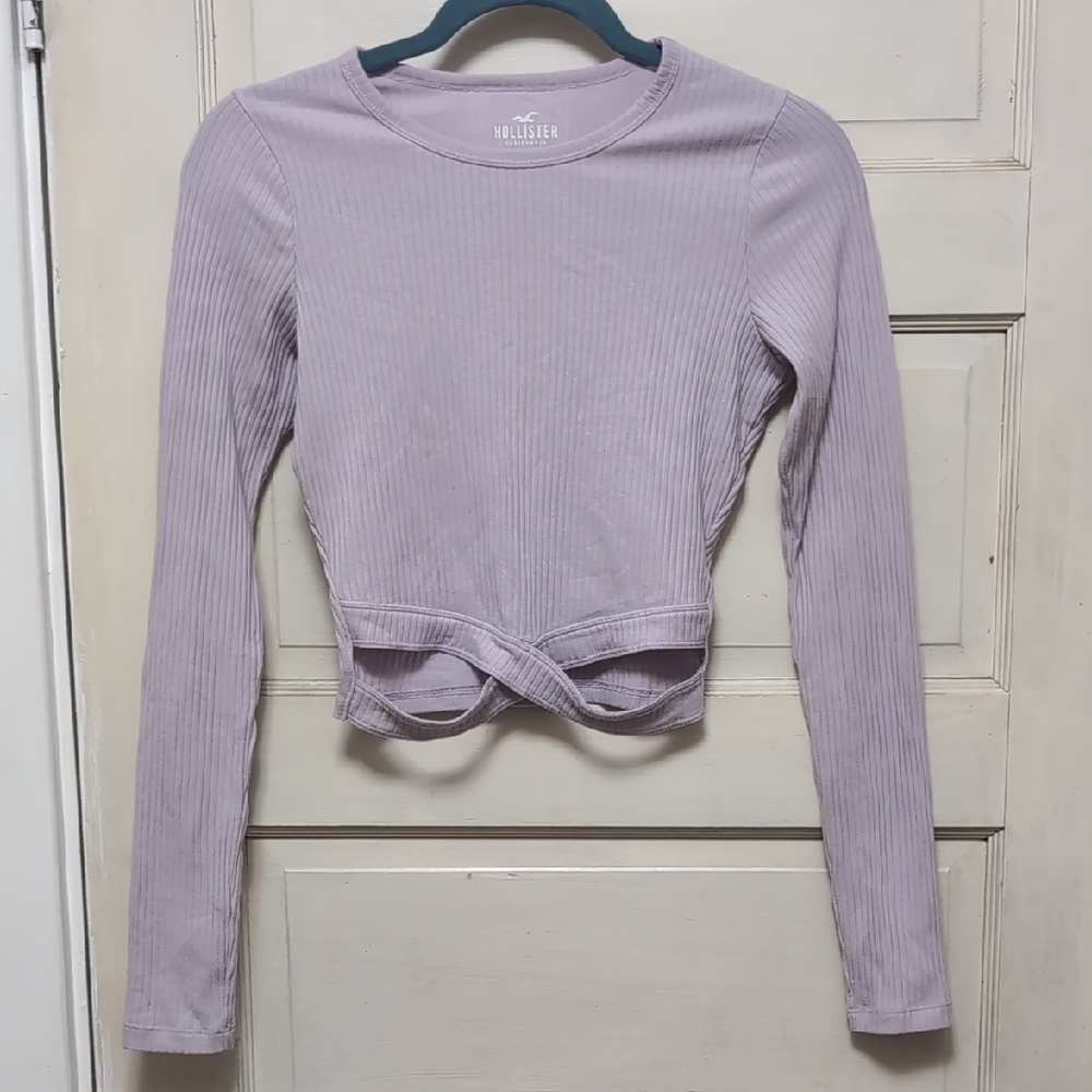 Hollister Women's Lavender Ribbed Crop Top